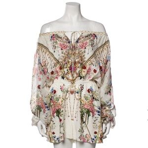 Camilla Silk Floral Print Ivory Pink Mini Playsuit Romper Sz XS